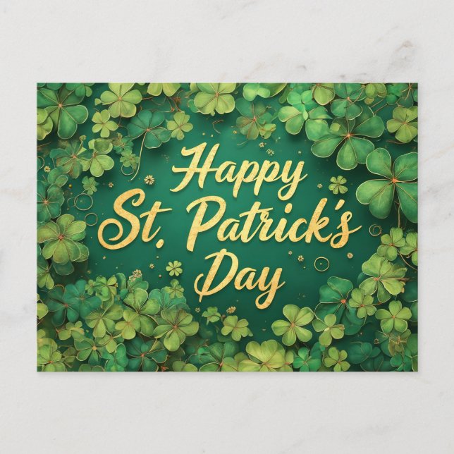 Carte Postale Joyeux jour de la Saint-Patrick, motif de trèfle (Devant)