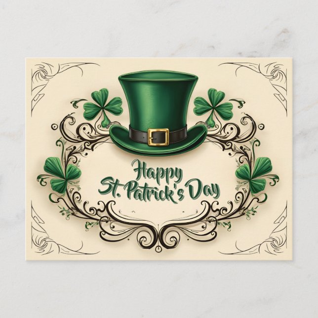 Carte Postale Joyeux jour de la Saint-Patrick, motif de trèfle (Devant)