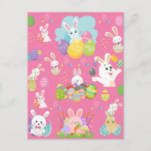 Joyeux Jour de Pâques - Motif Drôle Lapin Et Oeufs