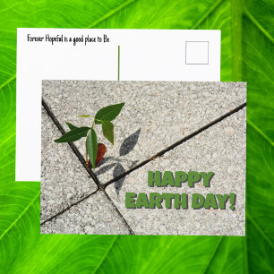 Carte Postale Joyeux Jour des terres Arbre semis Nouvelle croiss