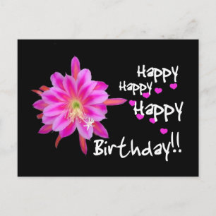 Carte Postale Joyeux Joyeux Anniversaire - Fleur Tropicale Rose