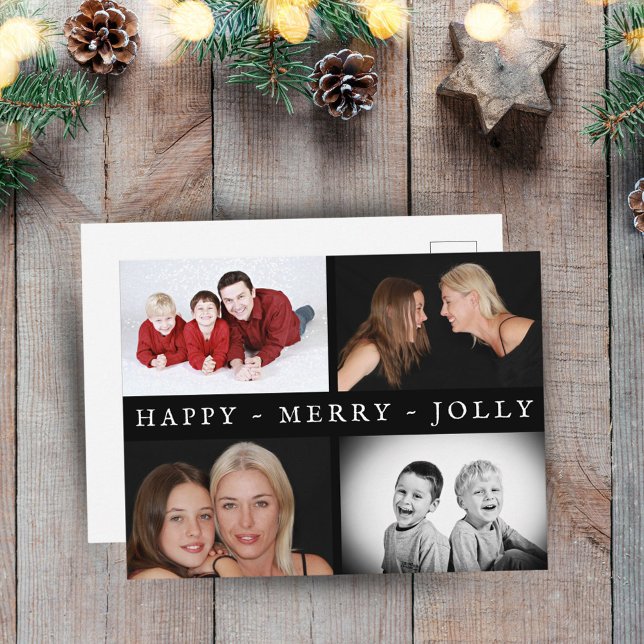 Carte Postale Joyeux Joyeux Jolly Famille 4 Photo Collage Holida (Créateur téléchargé)