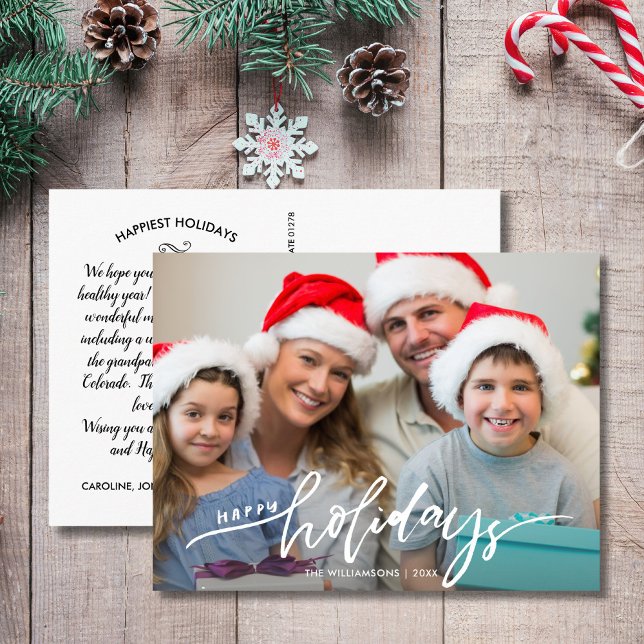 Carte Postale Joyeux Joyeux Jours à la main Photo de famille Let (Créateur téléchargé)