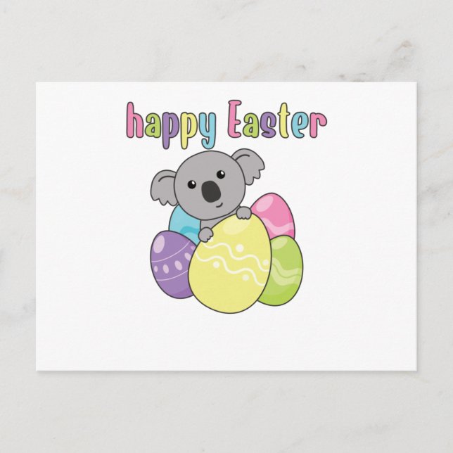 Carte Postale Joyeux Koala Pâques À Pâques Avec Oeufs Pâques (Devant)