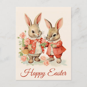 Carte Postale Joyeux lapin lapin Vintage de Pâques