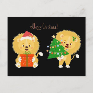 Carte Postale Joyeux Lion Cubs Xmas