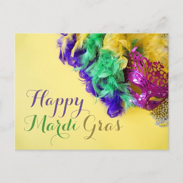 Carte Postale Joyeux Mardi Gras Beads Masque (Devant)