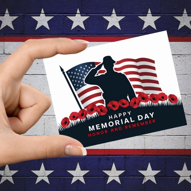 Carte Postale Joyeux Memorial Day Red Poppies Militaires (Memorial Day Postcard)