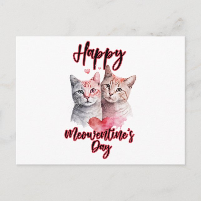 Carte Postale Joyeux Meowentine's Day Chat Couple Valentine's (Devant)