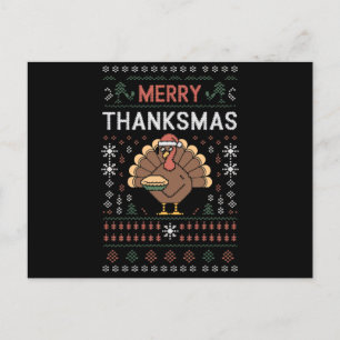 Carte Postale Joyeux Merci Noël Christmas Thanksgiving Turquie 