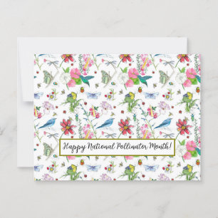 Carte Postale Joyeux mois national des pollinisateurs Juin abeil