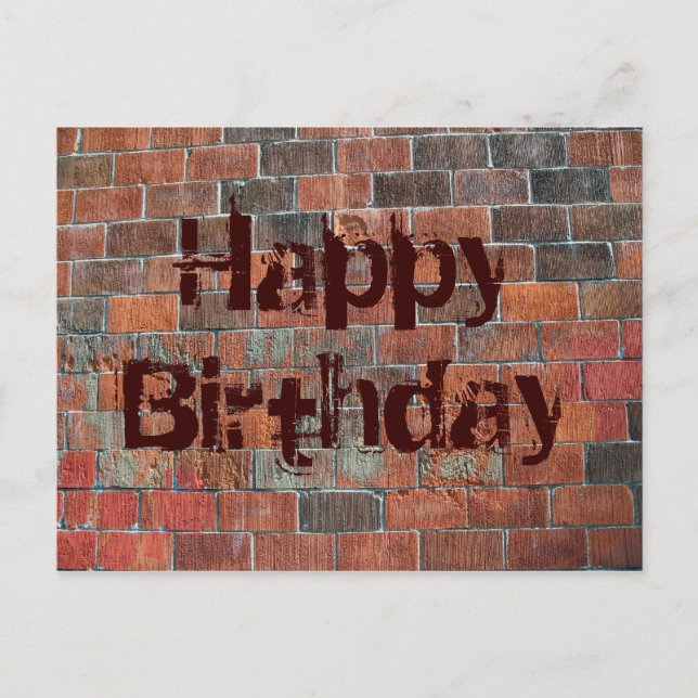 Carte Postale Joyeux mur en brique d'anniversaire (Devant)
