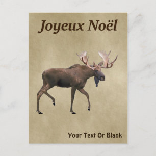 Carte Postale Joyeux Noё l - Oie rousse sur vieux papier