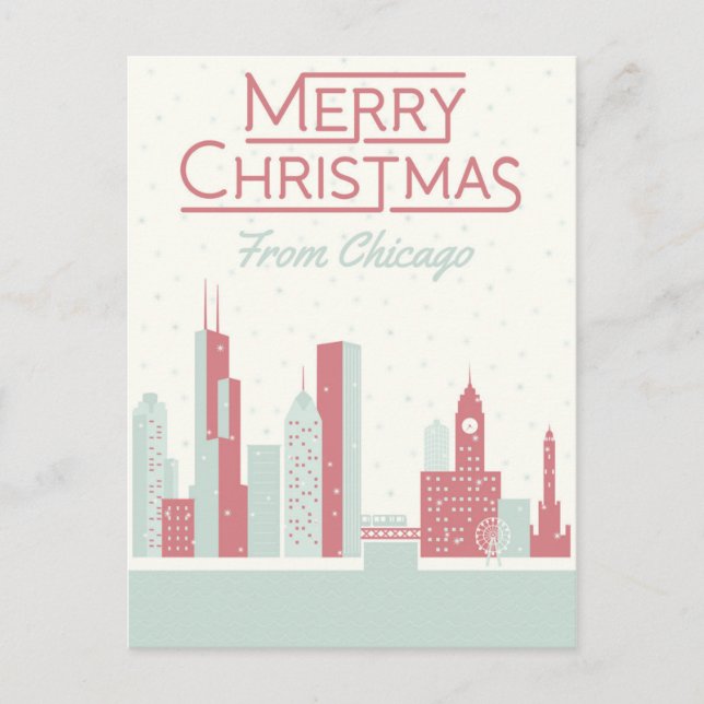 Carte Postale Joyeux Noël à Chicago (Devant)