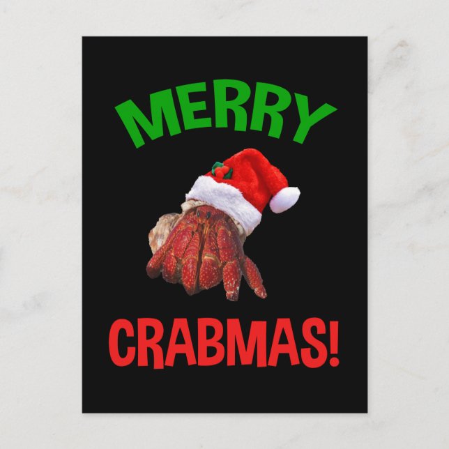 Carte Postale Joyeux Noël ! Amusant de crabe ermite de Noël (Devant)