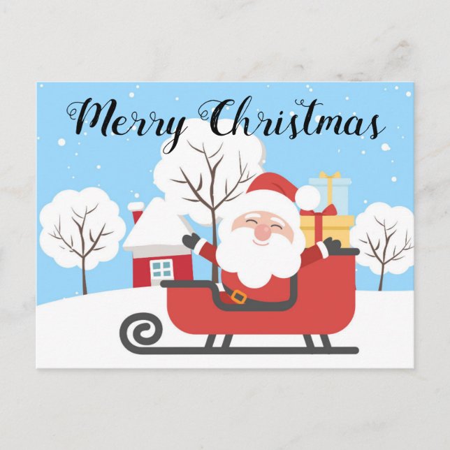 Carte Postale Joyeux noël, amusant et mignon vacances père Noël (Devant)