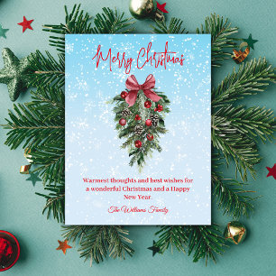 Carte Postale joyeux noël arbre de noël aquarelle enneigé