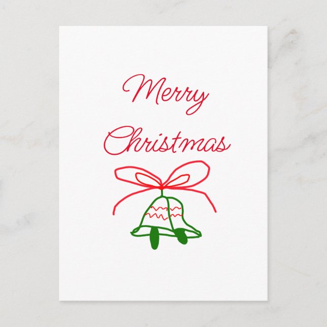 Carte Postale Joyeux Noël arc rouge vert cloches sonneries éléga (Devant)