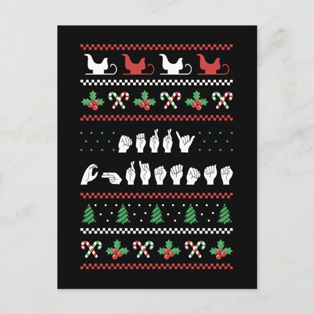 Carte Postale Joyeux Noël - ASL American Sign Language I (Devant)