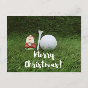 Carte Postale Joyeux Noël au golfeur avec balle de golf et Père 