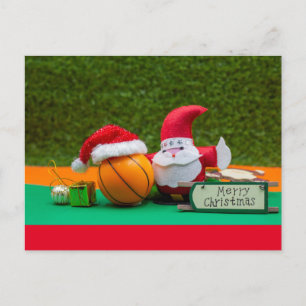 Carte Postale Joyeux Noël au joueur de basket avec Père Noël