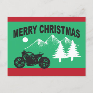 Carte Postale Joyeux Noël avec moto et montagne