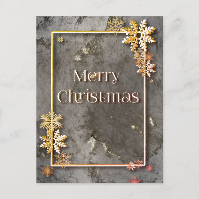 Carte Postale Joyeux Noël avec profondeur et cristaux de neige (Devant)