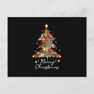 Carte Postale Joyeux Noël Bibliothèque Arbre Lecture Lover Li
