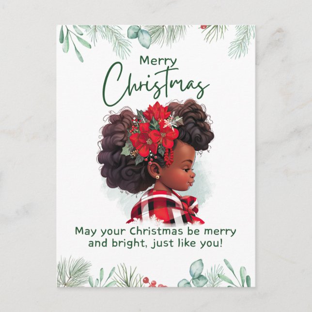 Carte Postale Joyeux Noël Black Girl Magic Melanin Xmas Fun (Devant)