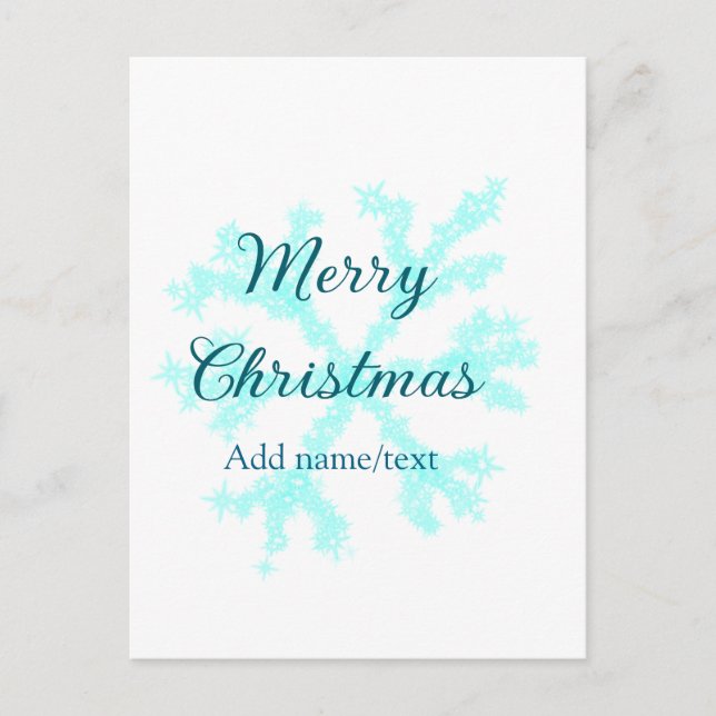 Carte Postale Joyeux Noël bleu flocons parties scintillant étinc (Devant)