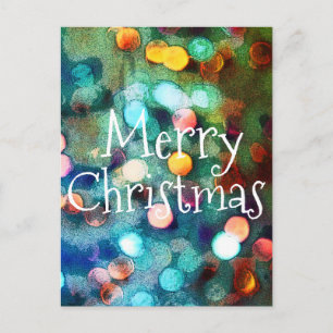 Carte postale Joyeux Noël Bokeh Lumières bleues sc