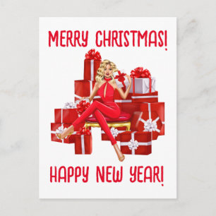 Carte Postale Joyeux Noël. Bonne année. Femme Maman Sista