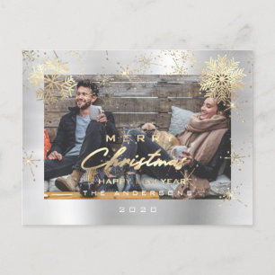 Carte Postale Joyeux Noël Bonne Année Gold neige Silver Photo