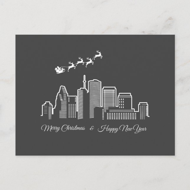Carte Postale Joyeux Noël Bonne Année Houston Texas (Devant)