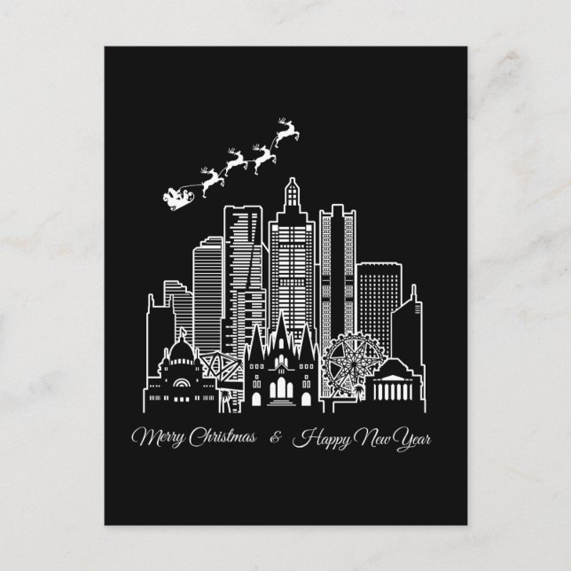Carte Postale Joyeux Noël Bonne année Melbourne Australie (Devant)