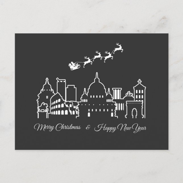 Carte Postale Joyeux Noël Bonne année Rome Italie (Devant)