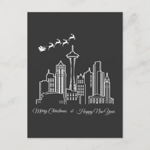 Carte Postale Joyeux Noël Bonne année Seattle Washington