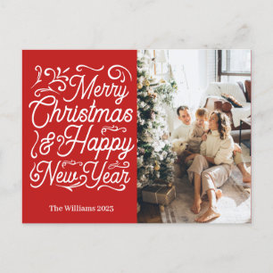 Carte Postale Joyeux Noël & Bonne Année  Une photo Rouge