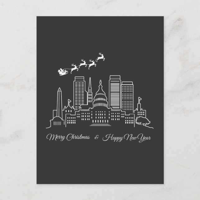 Carte Postale Joyeux Noël Bonne année Washington DC (Devant)