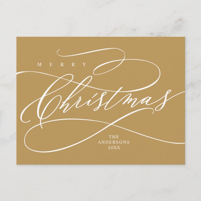 Carte Postale Joyeux Noël, Calligraphie de vœux de saison Pos (Devant)