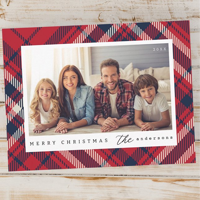 Carte Postale Joyeux Noël carreau moderne Photo de famille perso (Créateur téléchargé)