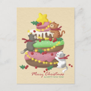 Carte Postale Joyeux Noël : Cats & Sweets Illustration