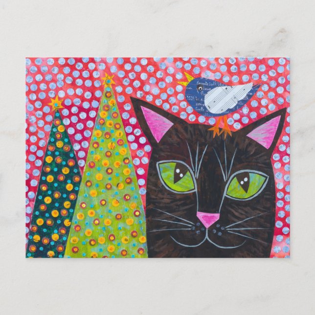 Carte Postale Joyeux Noël Chat (Devant)