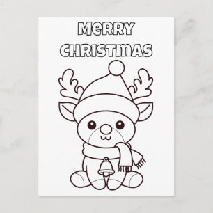 Carte Postale Joyeux Noël Colorie mon Renne