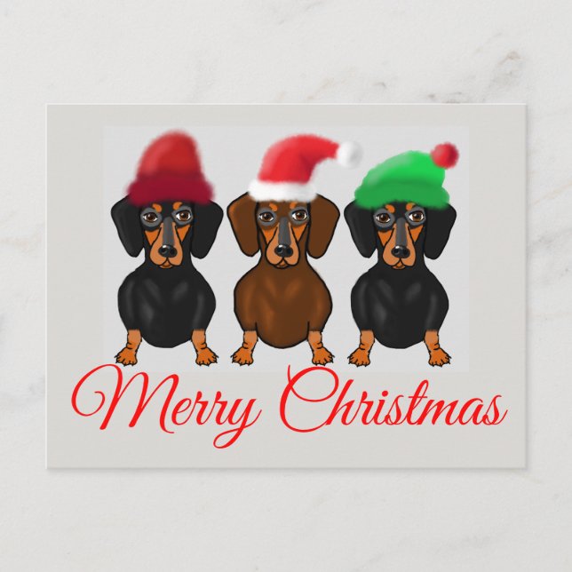 Carte Postale Joyeux Noël Dachshund (Devant)