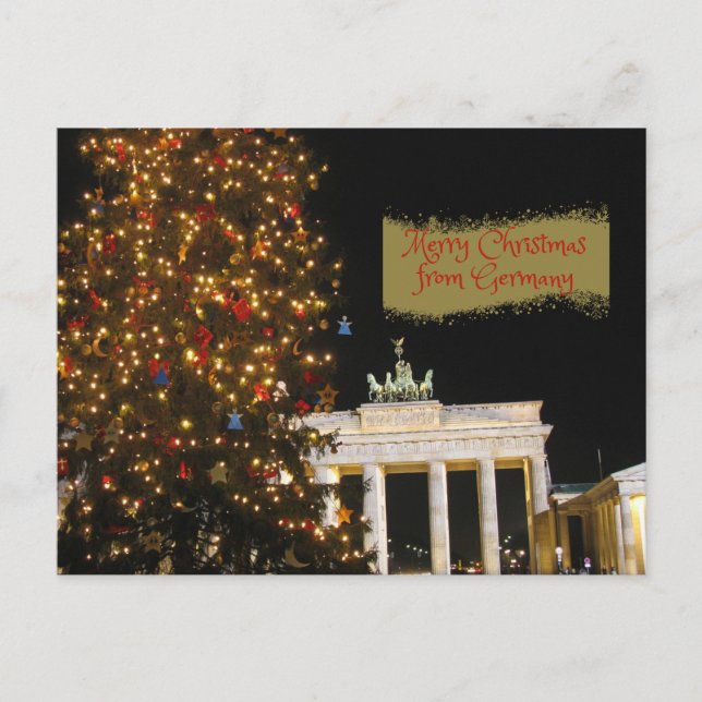 Carte Postale Joyeux Noël d'Allemagne Porte de Brandebourg (Devant)