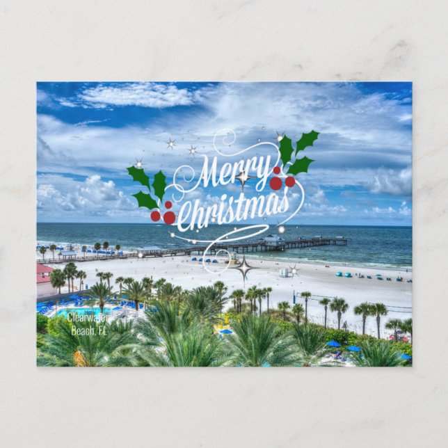 Carte Postale Joyeux Noël de Clearwater Beach, FL (Devant)