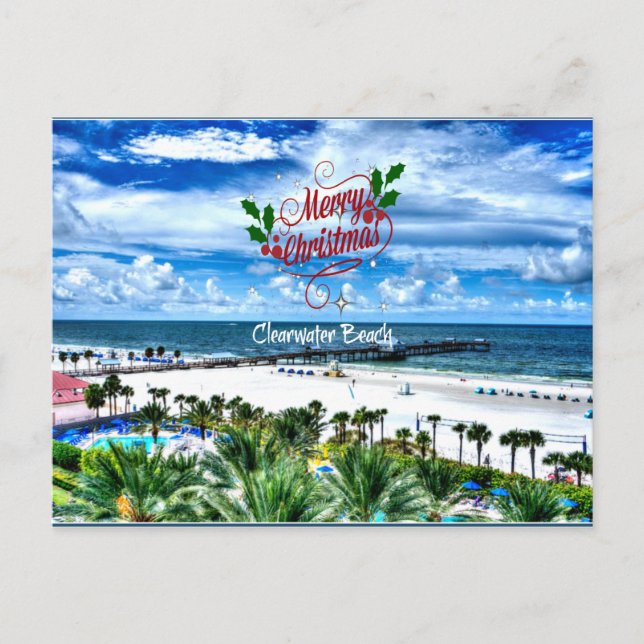 Carte Postale Joyeux Noël de Clearwater Beach, Floride (Devant)