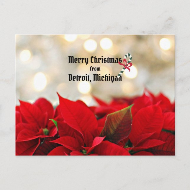 Carte Postale Joyeux Noël de Detroit, Michigan (Devant)
