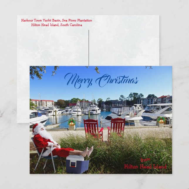 Carte Postale Joyeux Noël de Hilton Head SC Harbour Town (Devant / Derrière)